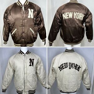 Vintage New York Satin Jacket DJC Puffer Brown Rare XL Reversible‎ NEW Y2K 90's